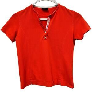 Bogner Orange Snap Henley Retro Sport Preppy Old Money Heritage Après Ski Sz Med